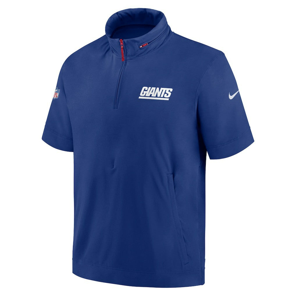 New York Giants Nike 2024 Sideline Coach Short Sleeve Half-Zip Hoodie Jacket