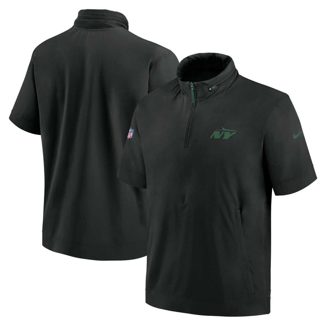New York Jets Nike 2024 Sideline Coach Short Sleeve Half-Zip Hoodie Jacket