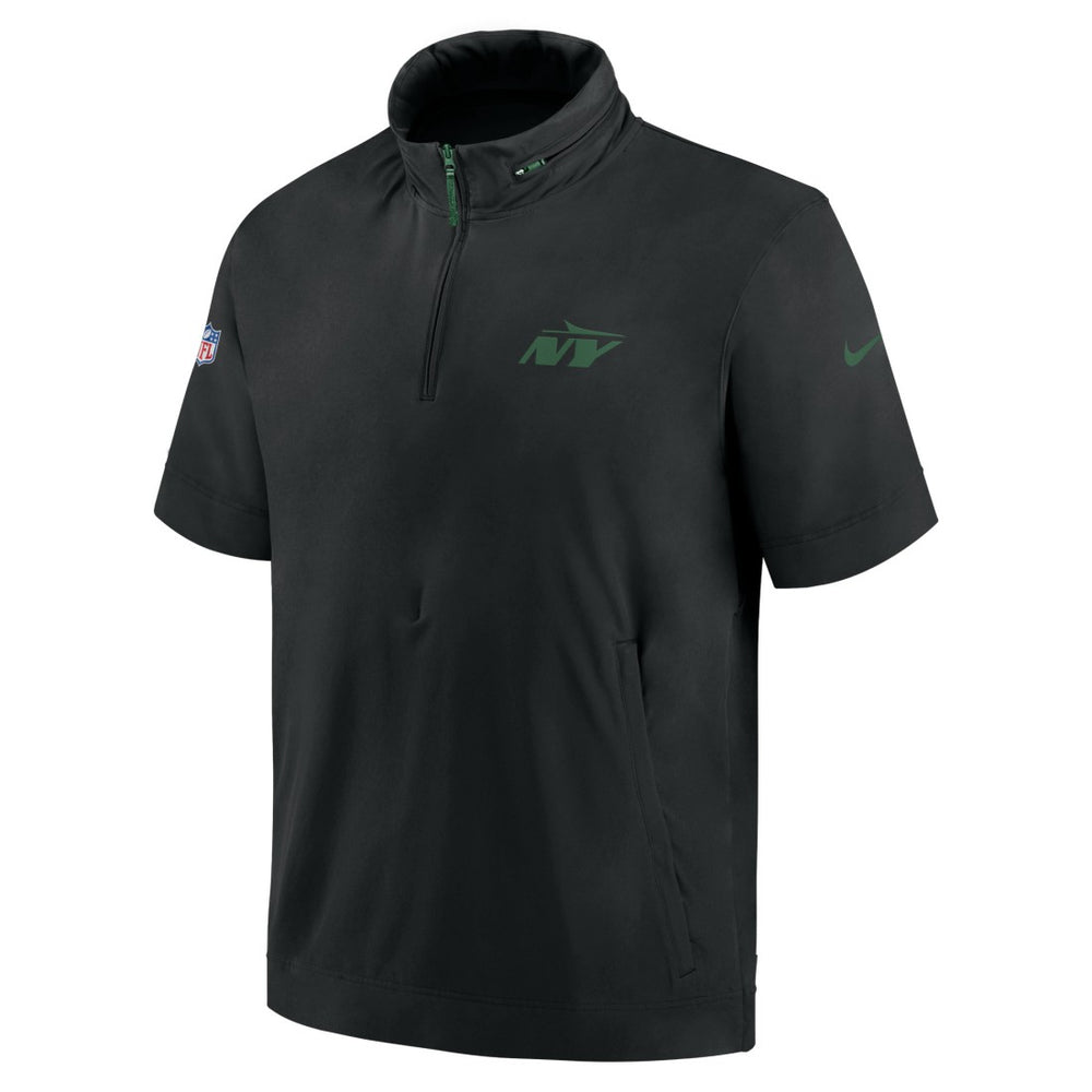 New York Jets Nike 2024 Sideline Coach Short Sleeve Half-Zip Hoodie Jacket