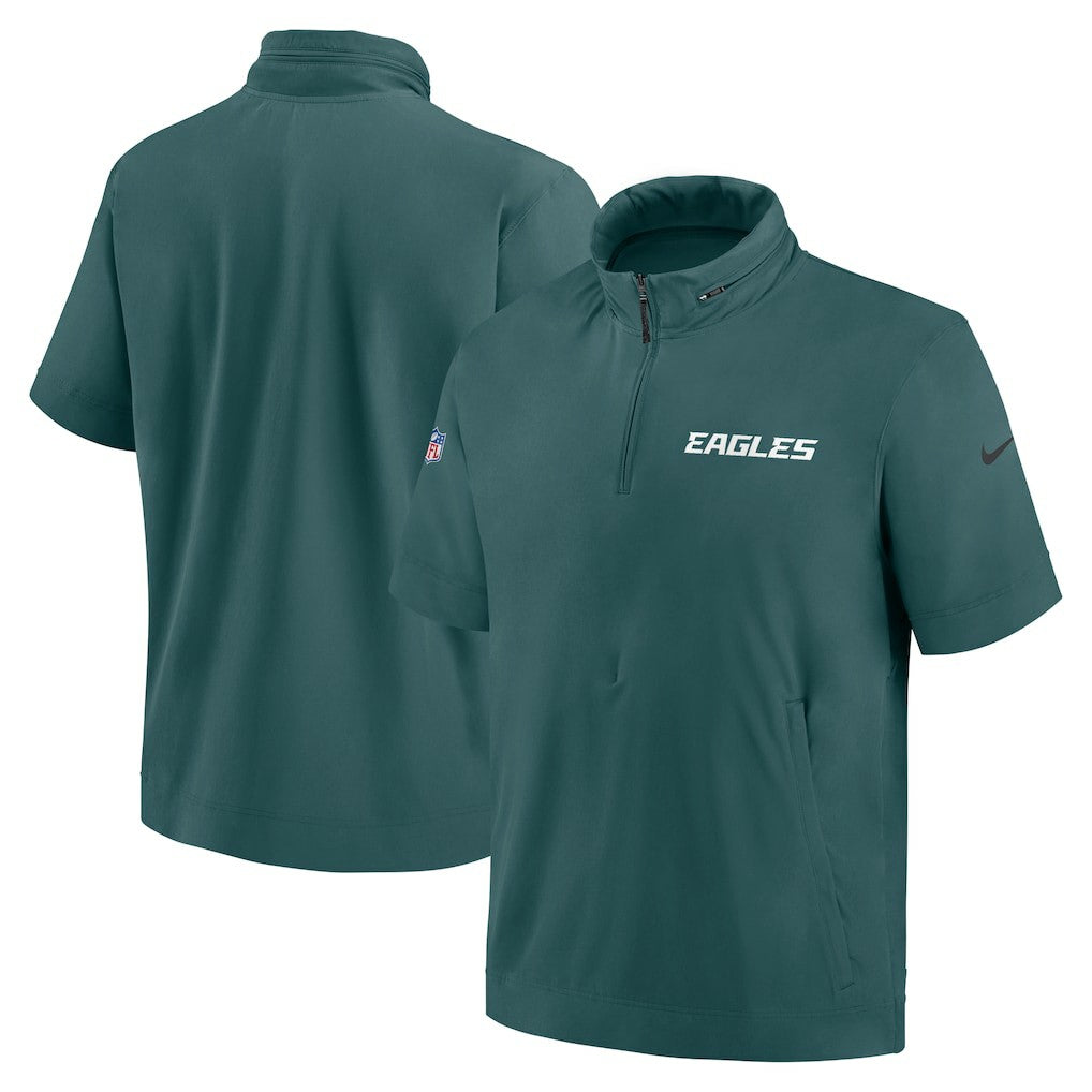 Philadelphia Eagles Nike 2024 Sideline Coach Short Sleeve Half-Zip Hoodie Jacket