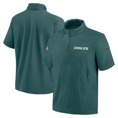 Philadelphia Eagles Nike 2024 Sideline Coach Short Sleeve Half-Zip Hoodie Jacket