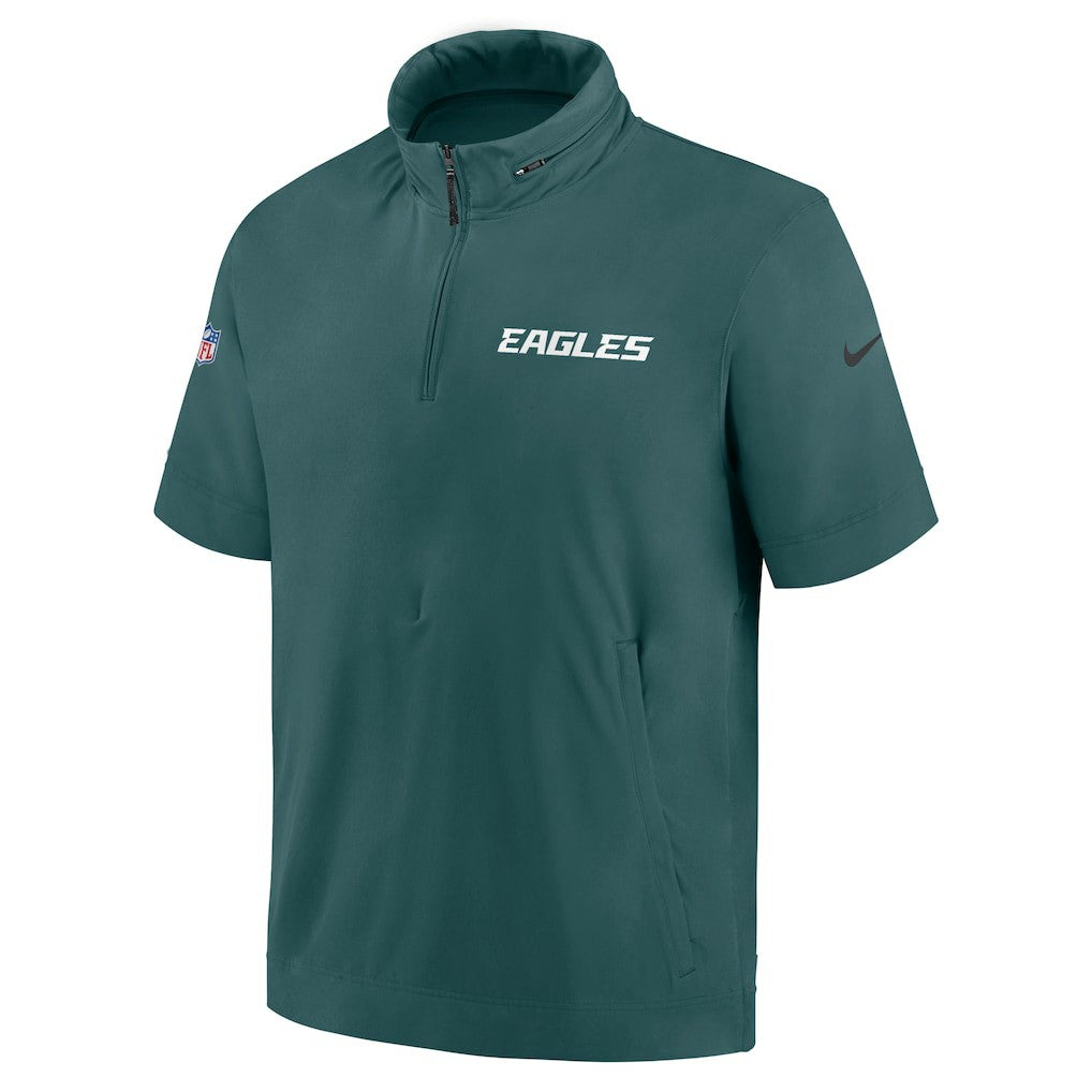 Philadelphia Eagles Nike 2024 Sideline Coach Short Sleeve Half-Zip Hoodie Jacket