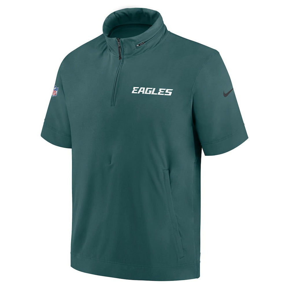 Philadelphia Eagles Nike 2024 Sideline Coach Short Sleeve Half-Zip Hoodie Jacket