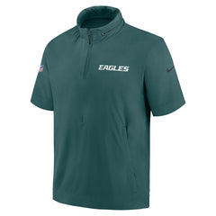 Philadelphia Eagles Nike 2024 Sideline Coach Short Sleeve Half-Zip Hoodie Jacket