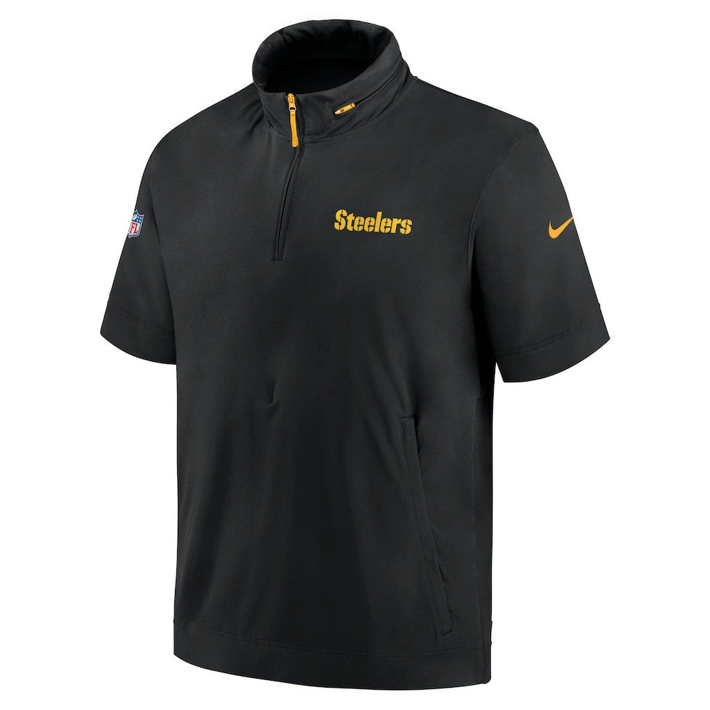 Pittsburgh Steelers Nike 2024 Sideline Coach Short Sleeve Half-Zip Hoodie Jacket