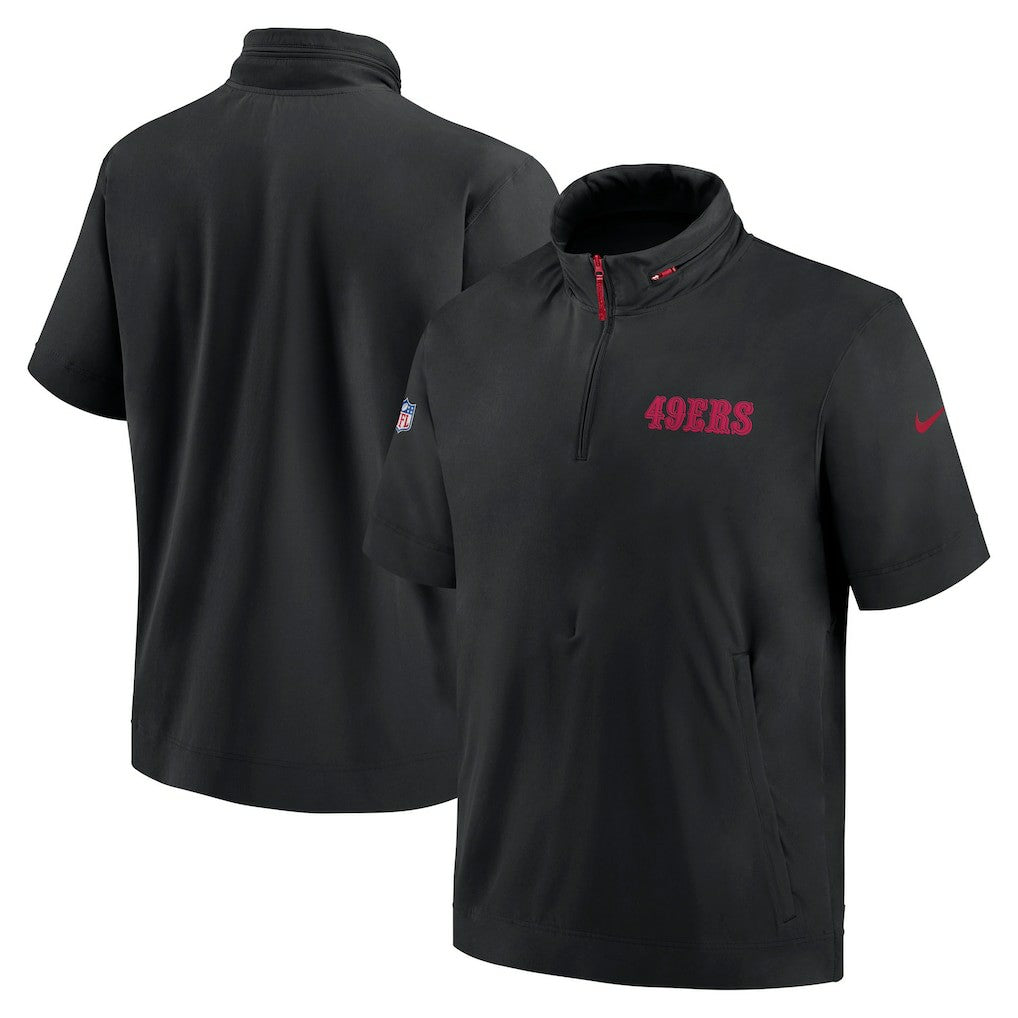 San Francisco 49ers Nike 2024 Sideline Coach Short Sleeve Half-Zip Hoodie Jacket