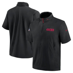 San Francisco 49ers Nike 2024 Sideline Coach Short Sleeve Half-Zip Hoodie Jacket