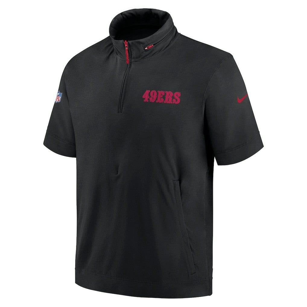San Francisco 49ers Nike 2024 Sideline Coach Short Sleeve Half-Zip Hoodie Jacket