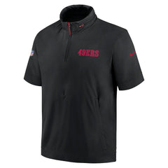 San Francisco 49ers Nike 2024 Sideline Coach Short Sleeve Half-Zip Hoodie Jacket