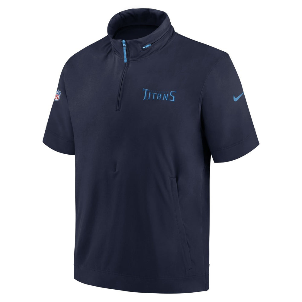 Tennessee Titans Nike 2024 Sideline Coach Short Sleeve Half-Zip Hoodie Jacket