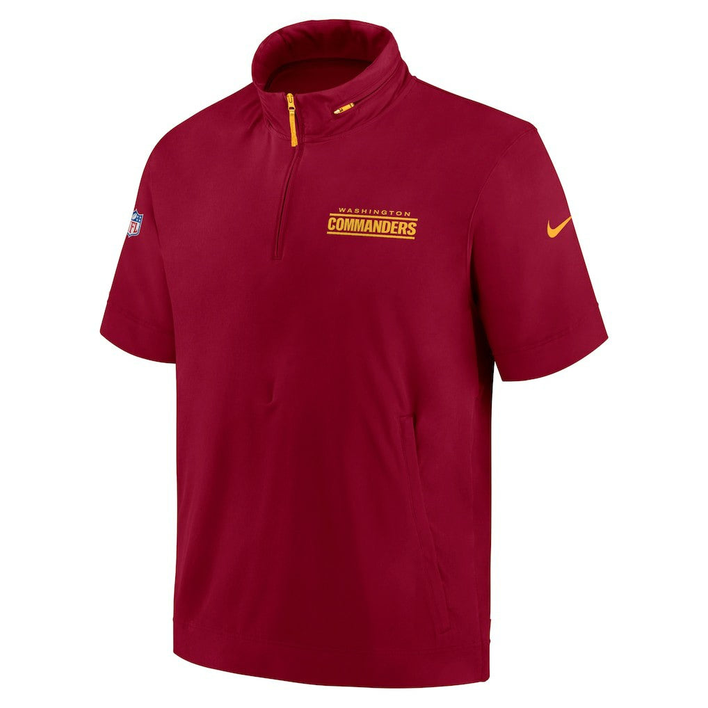 Washington Commanders Nike 2024 Sideline Coach Short Sleeve Half-Zip Hoodie Jacket