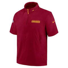 Washington Commanders Nike 2024 Sideline Coach Short Sleeve Half-Zip Hoodie Jacket