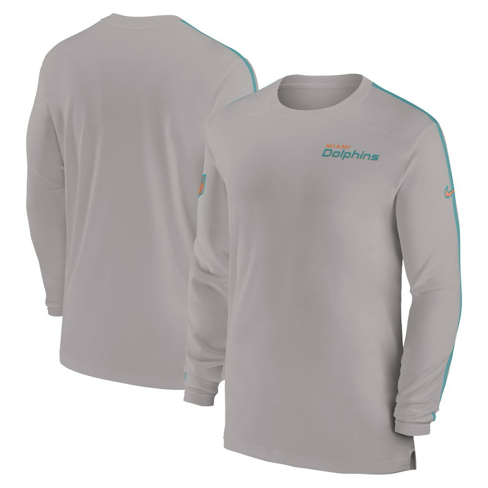 Miami Dolphins Nike Sideline Coach UV Performance Long Sleeve T-Shirt