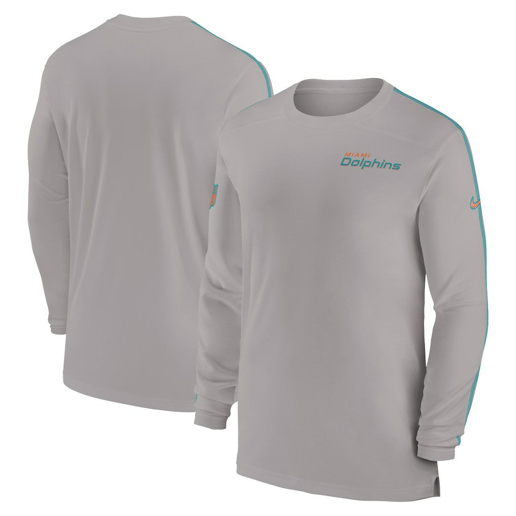 Miami Dolphins Nike Sideline Coach UV Performance Long Sleeve T-Shirt