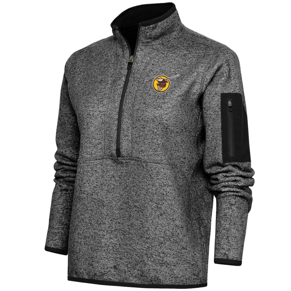 San Diego Padres Antigua Women's Cooperstown Logo Fortune Quarter-Zip Pullover Jacket | MLB For sale