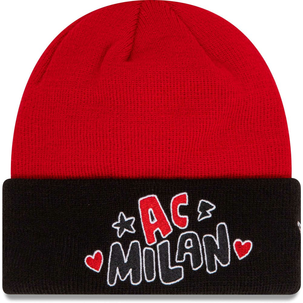 AC Milan New Era Youth Wordmark Cuffed Knit Hat Red - New Era