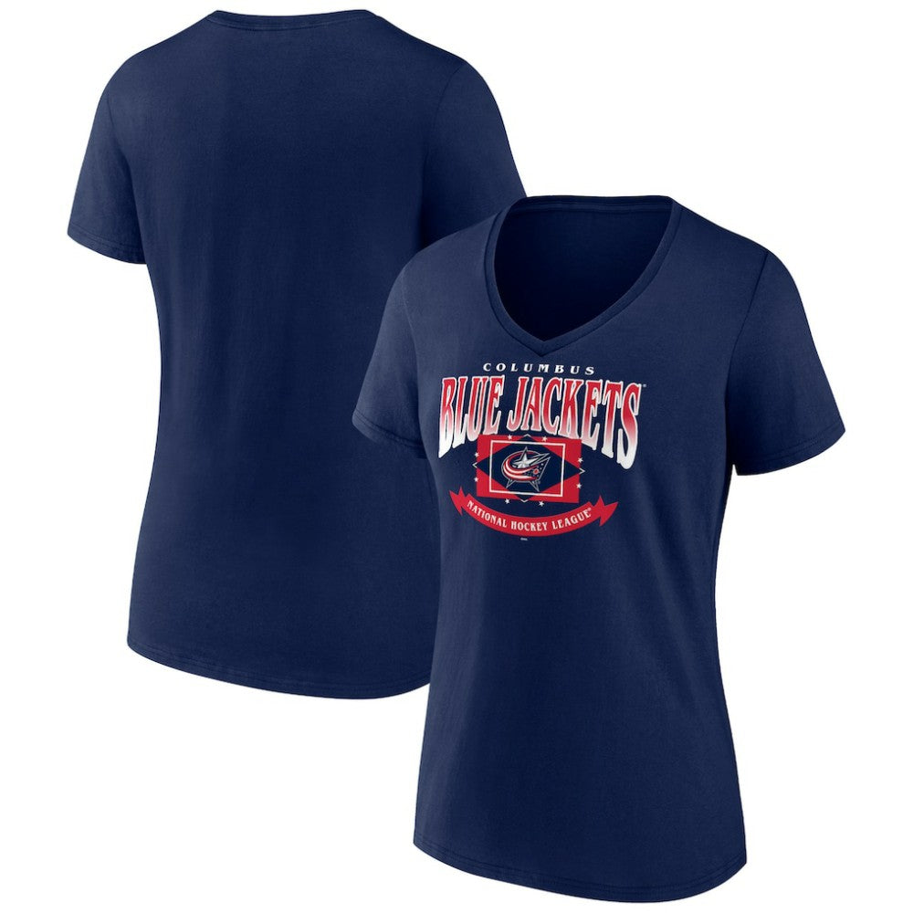Columbus Blue Jackets Women's Slapshot V-Neck T-Shirt On Sale