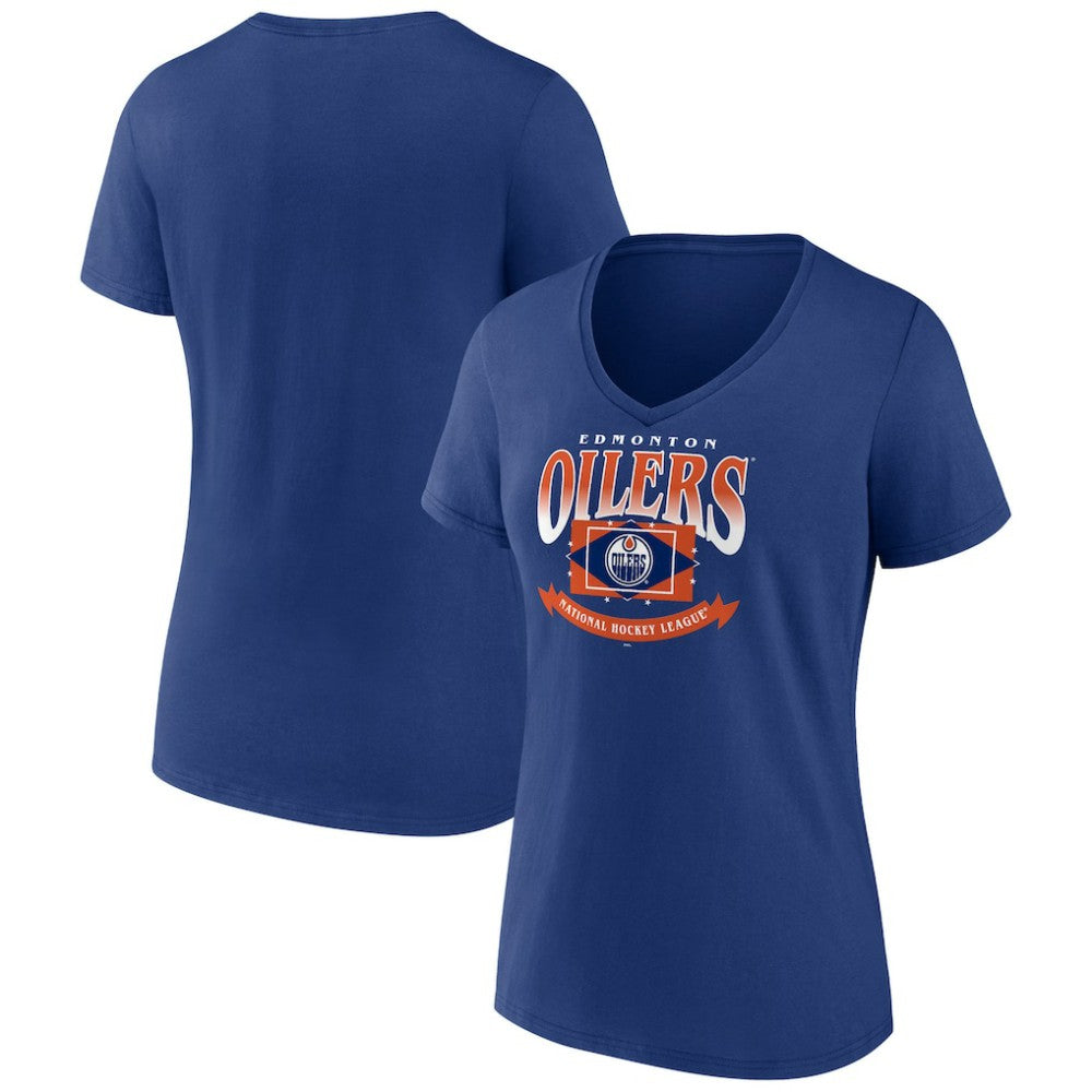 Edmonton Oilers Women's Slapshot V-Neck T-Shirt Discount