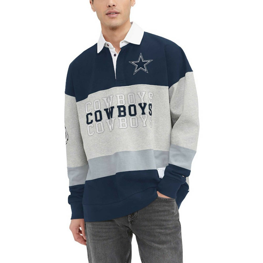 Dallas Cowboys  Tommy Hilfiger Connor Oversized Rugby Long Sleeve Polo