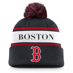 Boston Red Sox Nike Team Stripe Peak Cuffed Knit Hat with Pom | MLB Near me