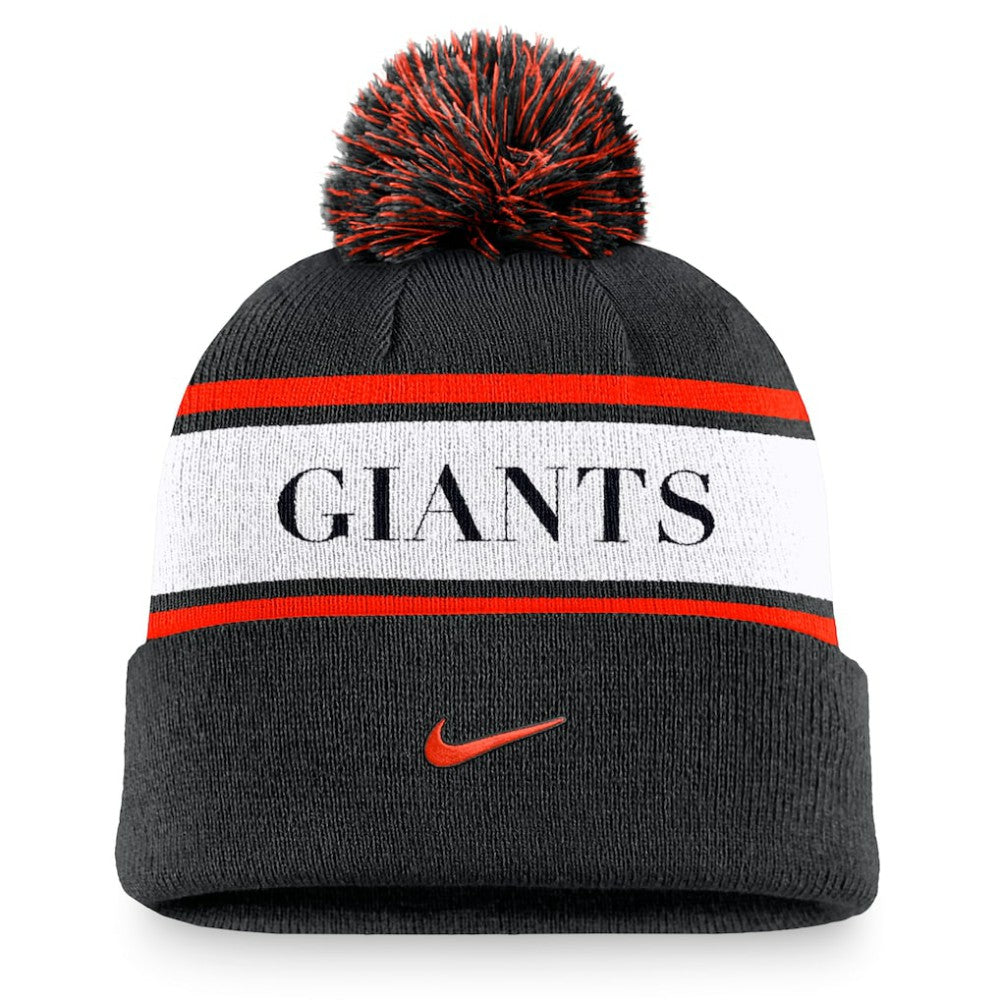 San Francisco Giants Nike Team Stripe Peak Cuffed Knit Hat with Pom | MLB US