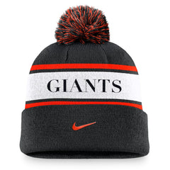San Francisco Giants Nike Team Stripe Peak Cuffed Knit Hat with Pom | MLB US