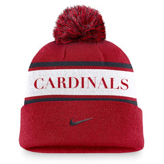 St. Louis Cardinals Nike Team Stripe Peak Cuffed Knit Hat with Pom | MLB Shop