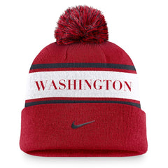 Washington Nationals Nike Team Stripe Peak Cuffed Knit Hat with Pom | MLB On Sale