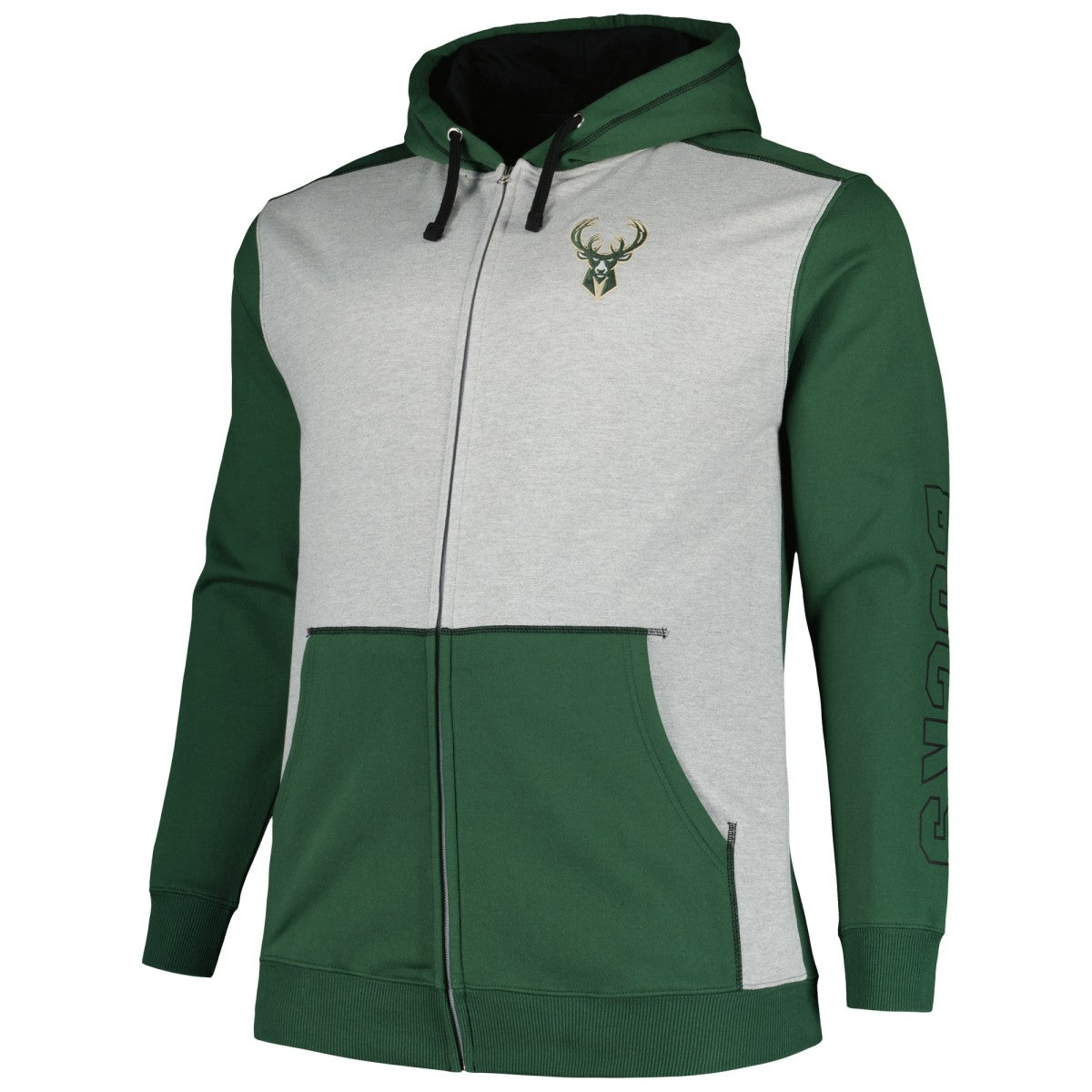 Milwaukee Bucks Big & Tall Contrast Pieced Stitched Full-Zip Hoodie Discount
