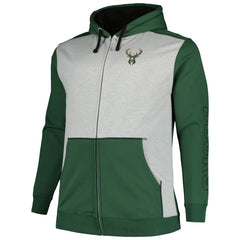 Milwaukee Bucks Big & Tall Contrast Pieced Stitched Full-Zip Hoodie Discount