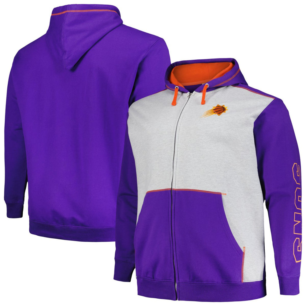 Phoenix Suns Big & Tall Contrast Pieced Stitched Full-Zip Hoodie New