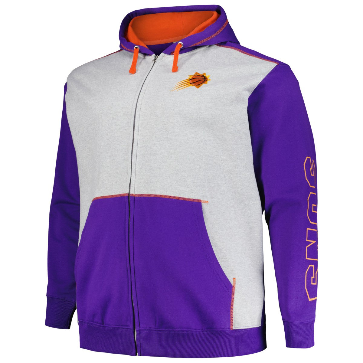 Phoenix Suns Big & Tall Contrast Pieced Stitched Full-Zip Hoodie New