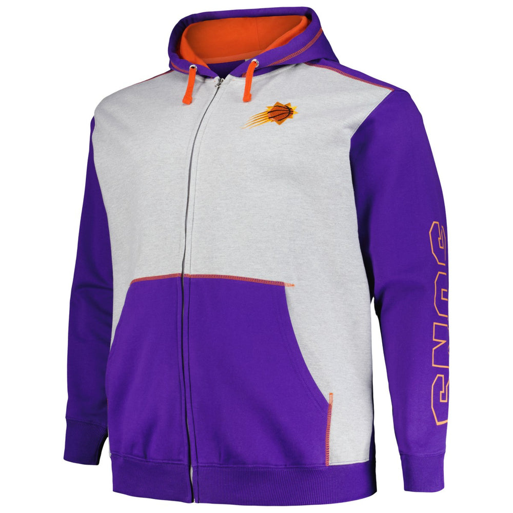 Phoenix Suns Big & Tall Contrast Pieced Stitched Full-Zip Hoodie New