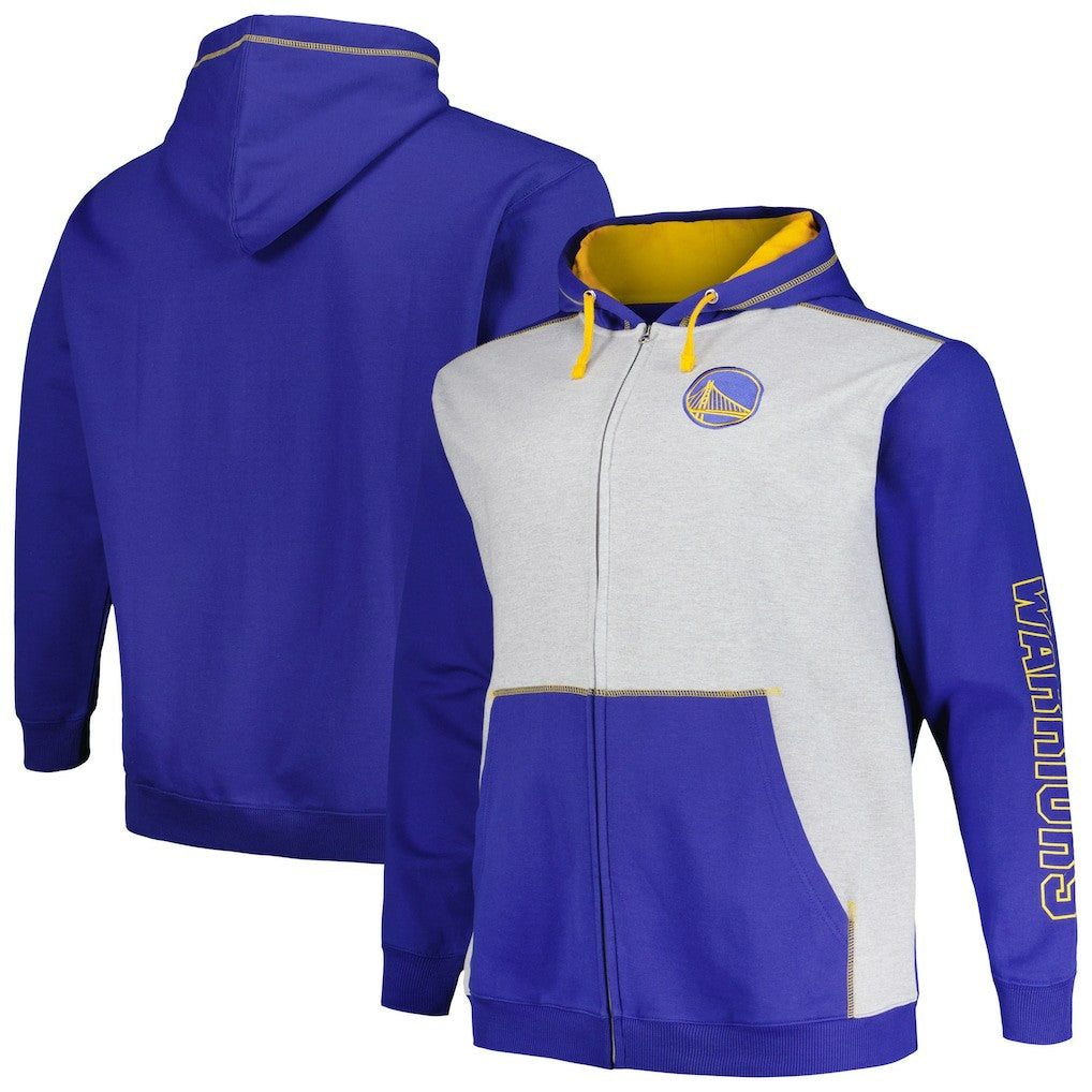 Golden State Warriors Big & Tall Contrast Pieced Stitched Full-Zip Hoodie sale For Sale
