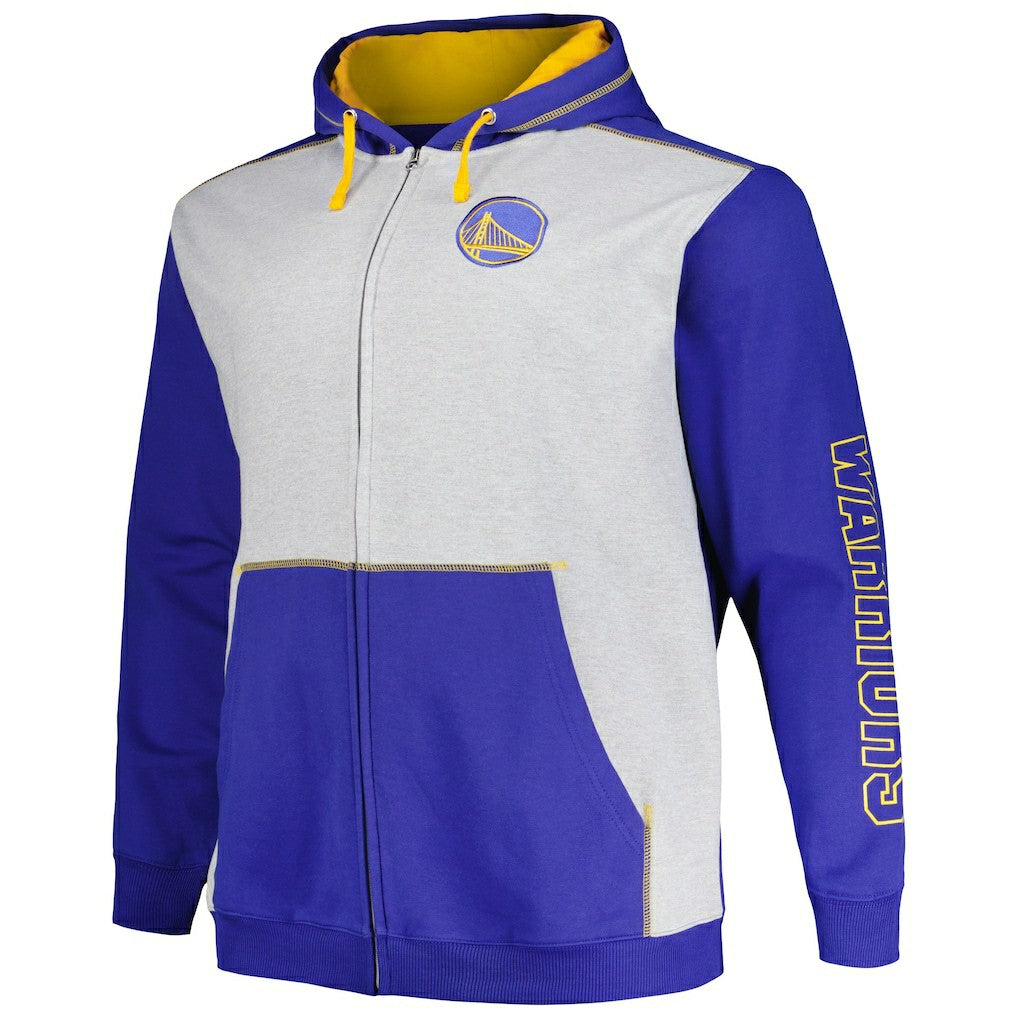 Golden State Warriors Big & Tall Contrast Pieced Stitched Full-Zip Hoodie sale For Sale