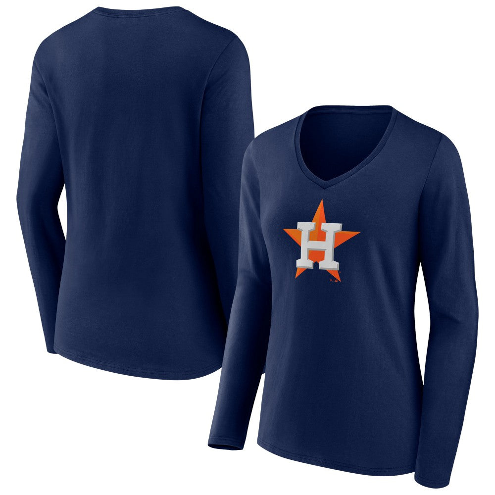Houston Astros Fanatics Women's Official Logo V-Neck Long Sleeve T-Shirt | MLB Sale