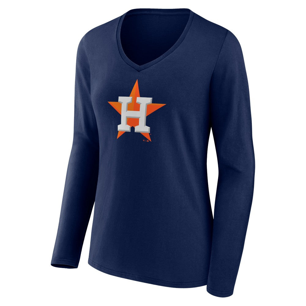 Houston Astros Fanatics Women's Official Logo V-Neck Long Sleeve T-Shirt | MLB Sale