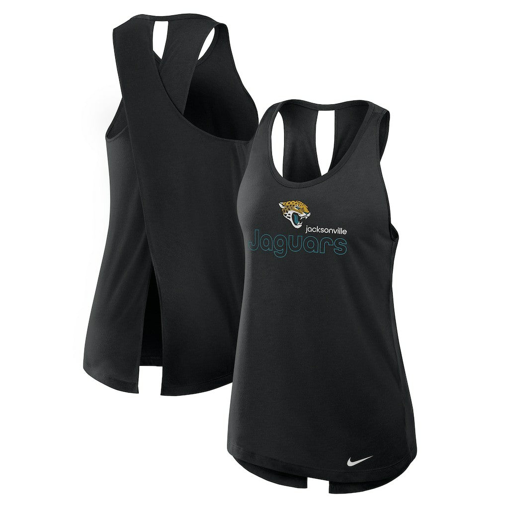 Jacksonville Jaguars Nike Women's Open-Back Crisscross Dri-FIT Tank Top