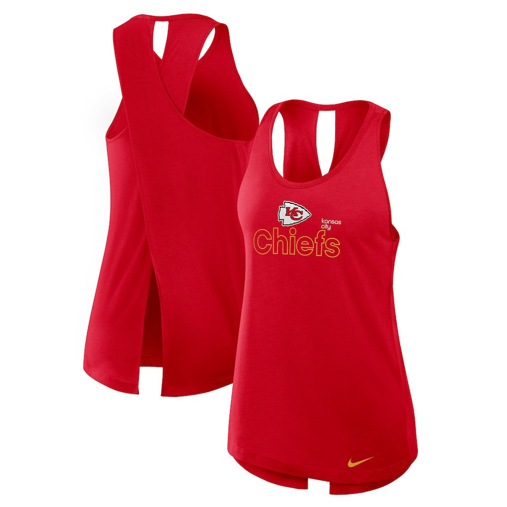 Kansas City Chiefs Nike Women's Open-Back Crisscross Dri-FIT Tank Top