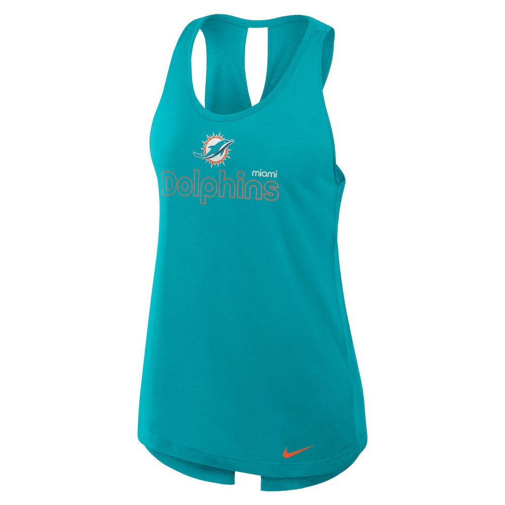 Miami Dolphins Nike Women's Open-Back Crisscross Dri-FIT Tank Top
