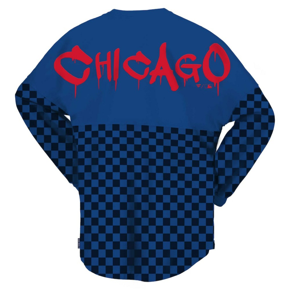 Chicago Cubs Fanatics Women's Checker Print Long Sleeve T-Shirt | MLB For sale