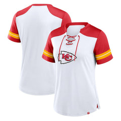 Kansas City Chiefs Fanatics Women's Foiled Primary Lace-Up T-Shirt