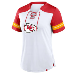 Kansas City Chiefs Fanatics Women's Foiled Primary Lace-Up T-Shirt