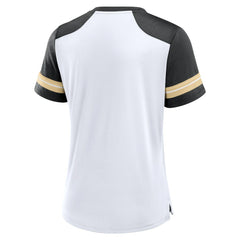 New Orleans Saints Fanatics Women's Foiled Primary Lace-Up T-Shirt