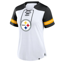 Pittsburgh Steelers Fanatics Women's Foiled Primary Lace-Up T-Shirt