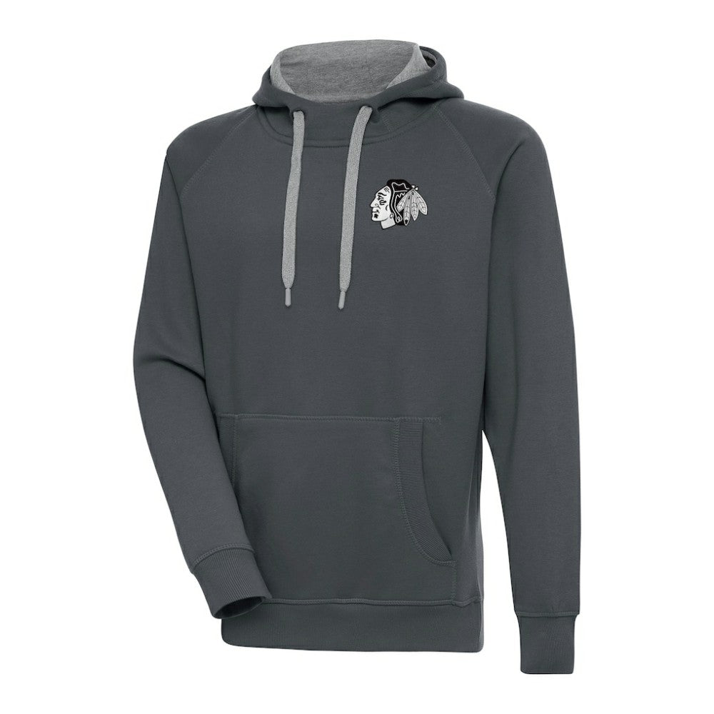 Chicago Blackhawks Antigua Metallic Logo Victory Pullover Hoodie Outlet