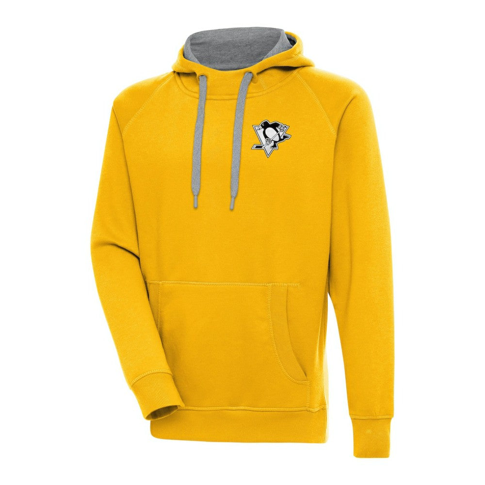 Pittsburgh Penguins Antigua Metallic Logo Victory Pullover Hoodie On Sale