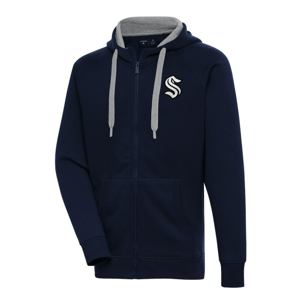 Seattle Kraken Antigua Metallic Logo Victory Full-Zip Hoodie For Sale