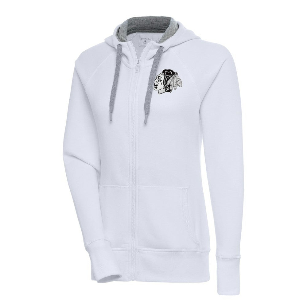 Chicago Blackhawks Antigua Women's Metallic Logo Victory Full-Zip Hoodie Online