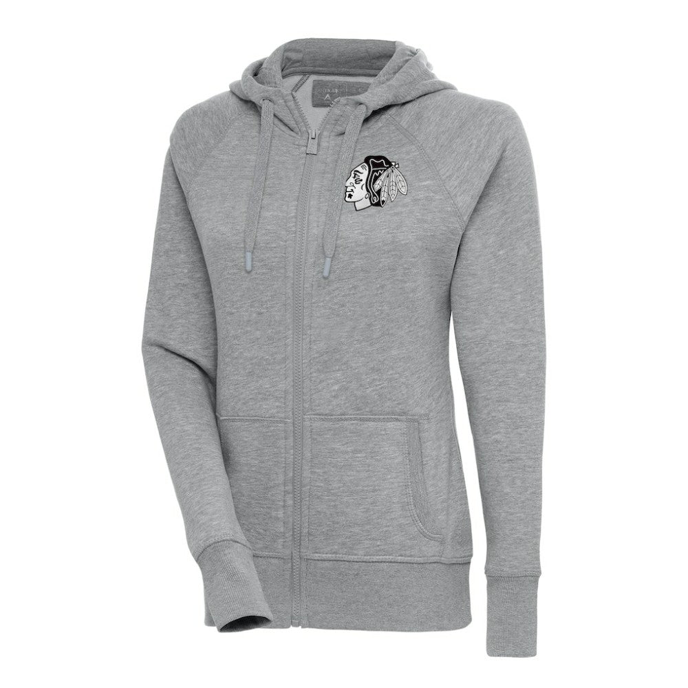 Chicago Blackhawks Antigua Women's Metallic Logo Victory Full-Zip Hoodie Outlet